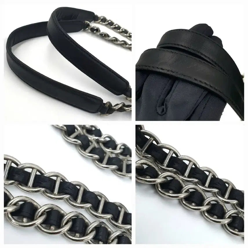 [SOLD OUT] 프라다 삼각로고 은장 체인 블랙 숄더백