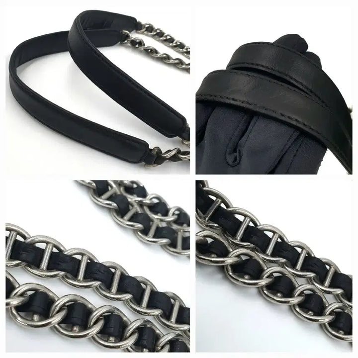 [SOLD OUT] 프라다 삼각로고 은장 체인 블랙 숄더백