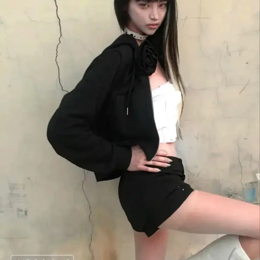 [BUNJANG] YOUHEE Flower Corsage Hooded Zip-up / [새상품]유희YOUHEE 플라워 코사지 후드집업