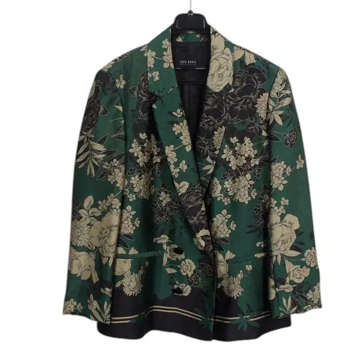 [BUNJANG] Zara Basic Floral Double-Breasted Jacket M / 여성M/ 자라베이직 플로럴 더블자켓GN A-2
