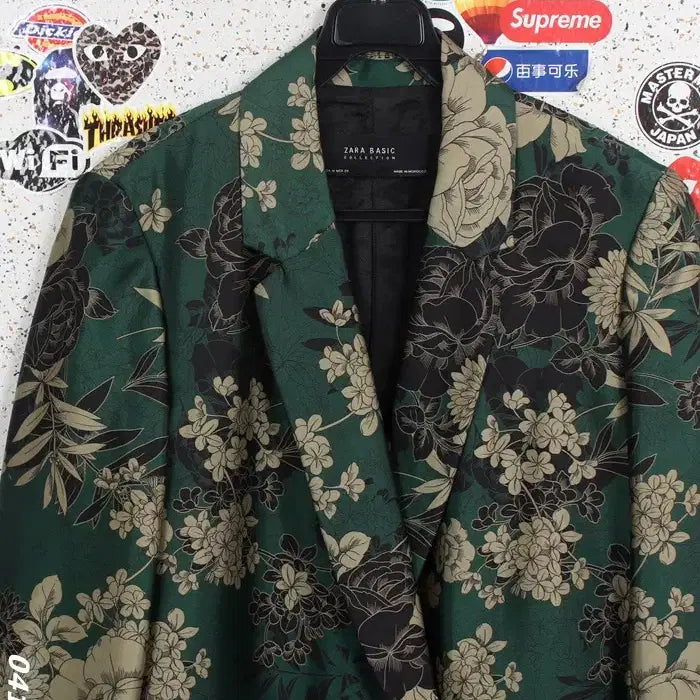 [BUNJANG] Zara Basic Floral Double-Breasted Jacket M / 여성M/ 자라베이직 플로럴 더블자켓GN A-2