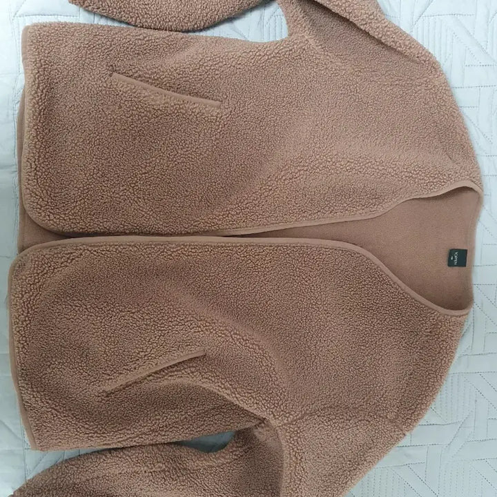 [BUNJANG] Brown Sherpa Fleece Cardigan - Collarless Dumble Jacket / [상태최상] 따뜻한 브라운 뽀글이 후리스 가디건 / 노카라 덤블 자켓