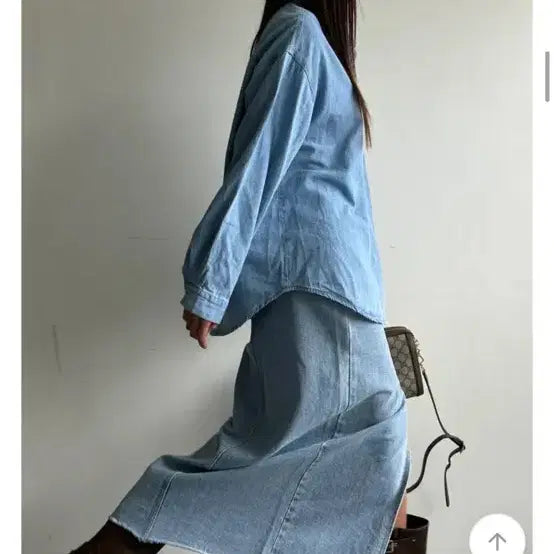 [BUNJANG] Denim Long Sleeve Shirt / 데님 긴팔 롱슬리브 셔츠 연청