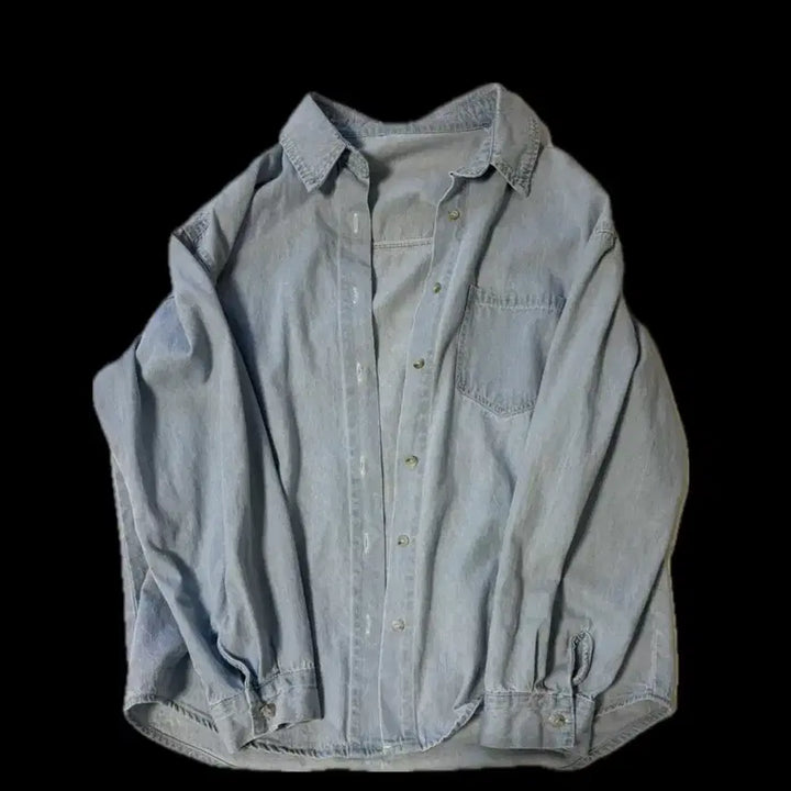 [BUNJANG] Denim Long Sleeve Shirt / 데님 긴팔 롱슬리브 셔츠 연청