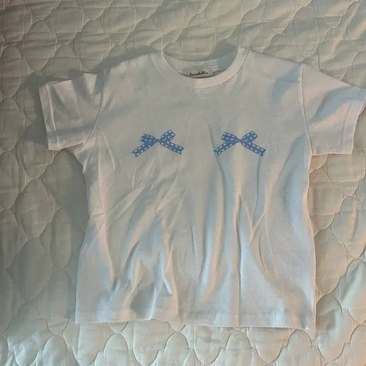 [BUNJANG] Romantic Blue Ribbon Baby Tee / romantic blue ribbon tee