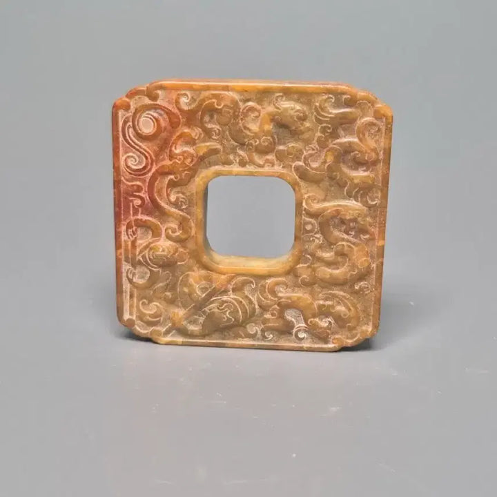 [BUNJANG] Jade Carving Dragon Square Plate / 한 옥조 운룡문 방형 패 옥조각 골동품 미술품 수집품