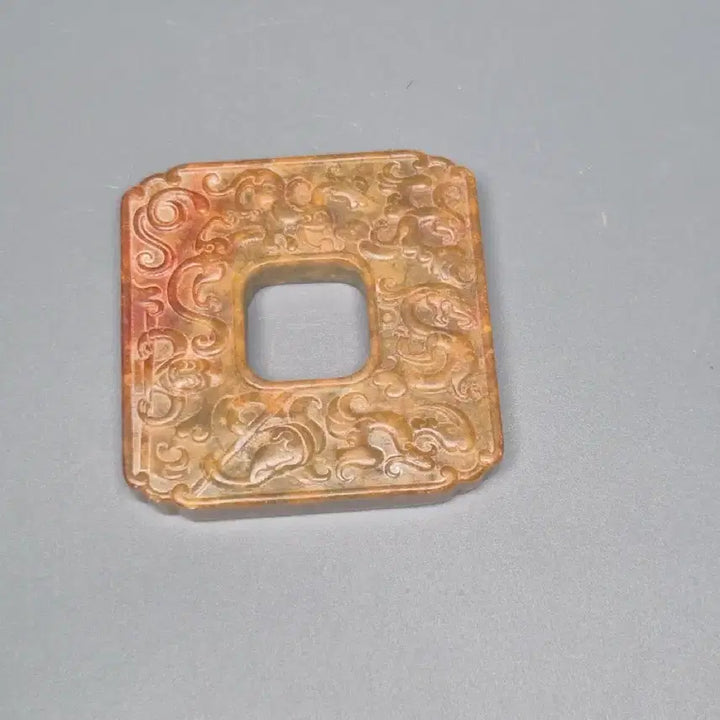 [BUNJANG] Jade Carving Dragon Square Plate / 한 옥조 운룡문 방형 패 옥조각 골동품 미술품 수집품