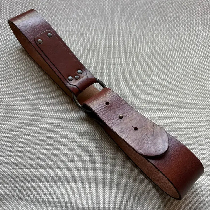 [BUNJANG] Eddie Bauer Whiskey Brown Leather Ring Buckle Studded Belt / [32-34]Eddie Bauer WB 레더 링버클 스터드 벨트