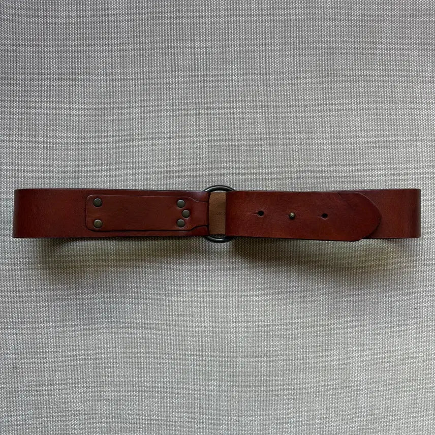 [BUNJANG] Eddie Bauer Whiskey Brown Leather Ring Buckle Studded Belt / [32-34]Eddie Bauer WB 레더 링버클 스터드 벨트