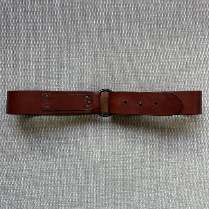 [BUNJANG] Eddie Bauer Whiskey Brown Leather Ring Buckle Studded Belt / [32-34]Eddie Bauer WB 레더 링버클 스터드 벨트