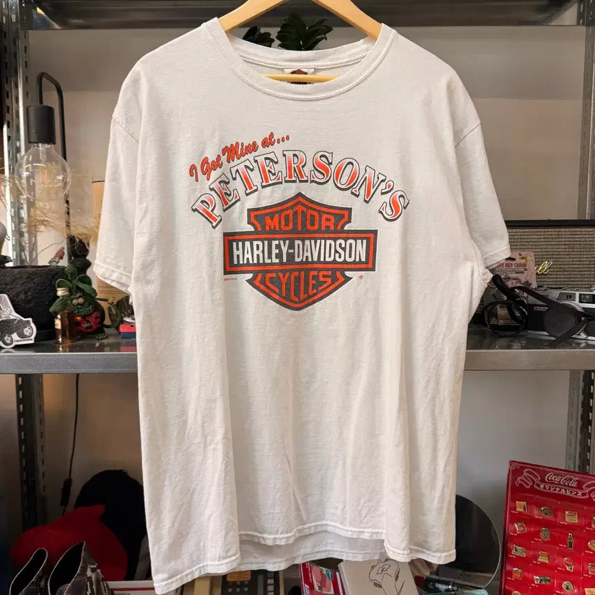 [BUNJANG] Harley Davidson Logo Printed T-Shirt / 00S 할리 데이비슨 로고 프런트 백 프린팅 L 헤인즈 베이스