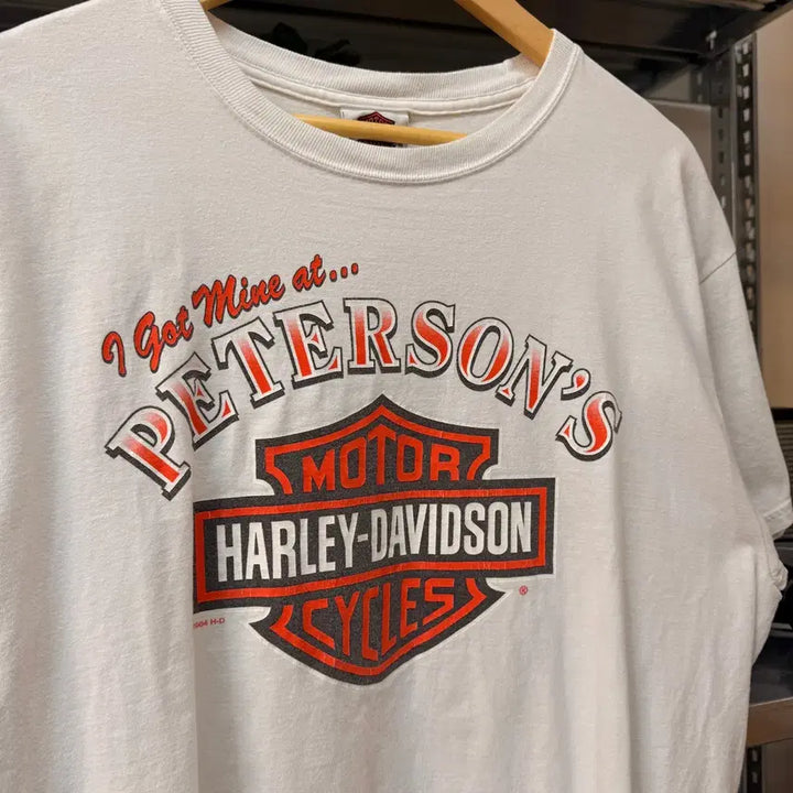 [BUNJANG] Harley Davidson Logo Printed T-Shirt / 00S 할리 데이비슨 로고 프런트 백 프린팅 L 헤인즈 베이스