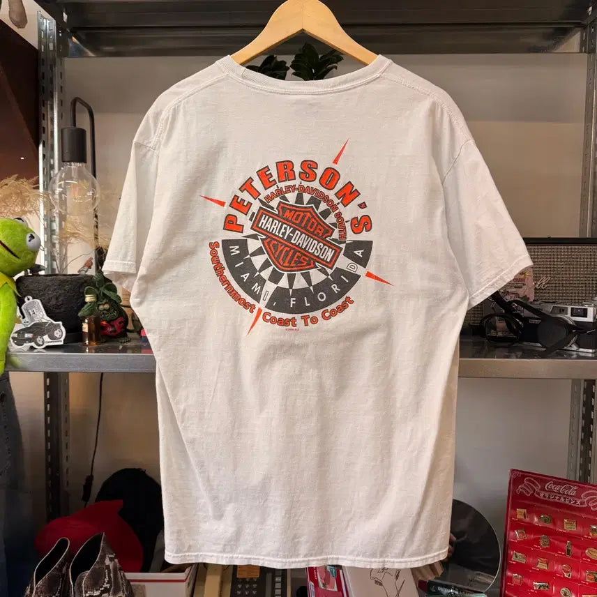 [BUNJANG] Harley Davidson Logo Printed T-Shirt / 00S 할리 데이비슨 로고 프런트 백 프린팅 L 헤인즈 베이스