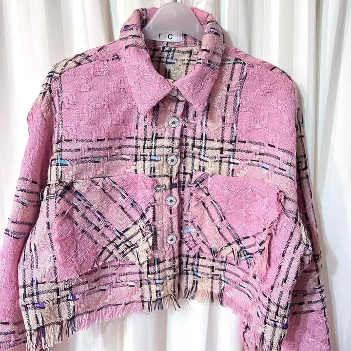 [BUNJANG] Pink Tweed Crop Jacket (New) / (새상품) 핑크 트위드 크롭 자켓 55-66