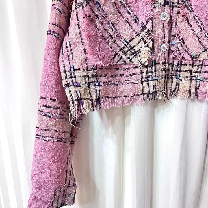 [BUNJANG] Pink Tweed Crop Jacket (New) / (새상품) 핑크 트위드 크롭 자켓 55-66