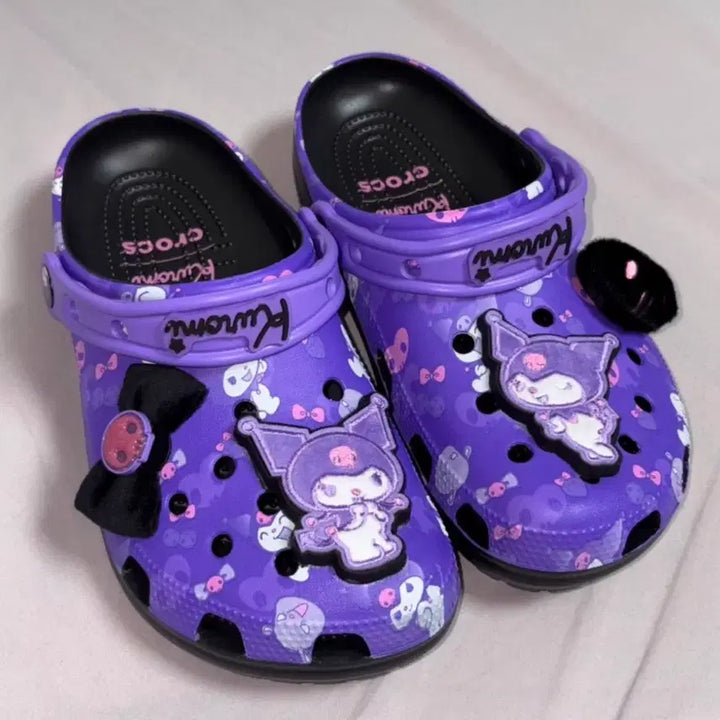 [BUNJANG] Sanrio Kuromi x Crocs Collaboration Clogs (Size 230, 3cm Heel) / 반택포) 산리오 쿠로미 크록스 콜라보 정품