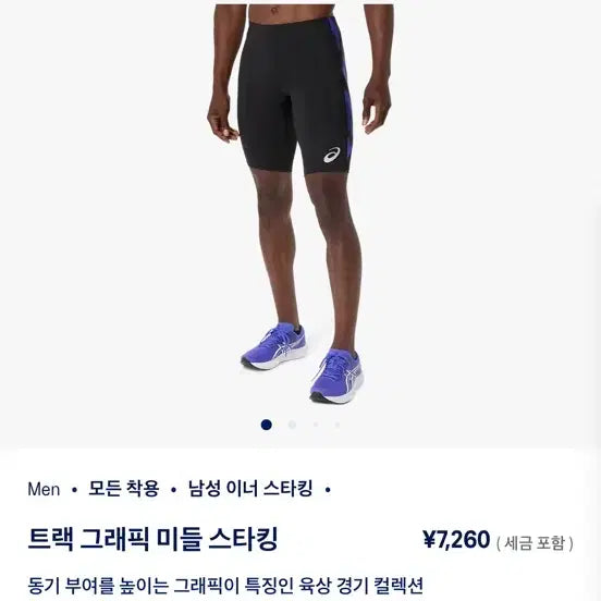 [BUNJANG] ASICS Track Graphic Middle Tights / 아식스 트랙 그래픽 미들 타이즈