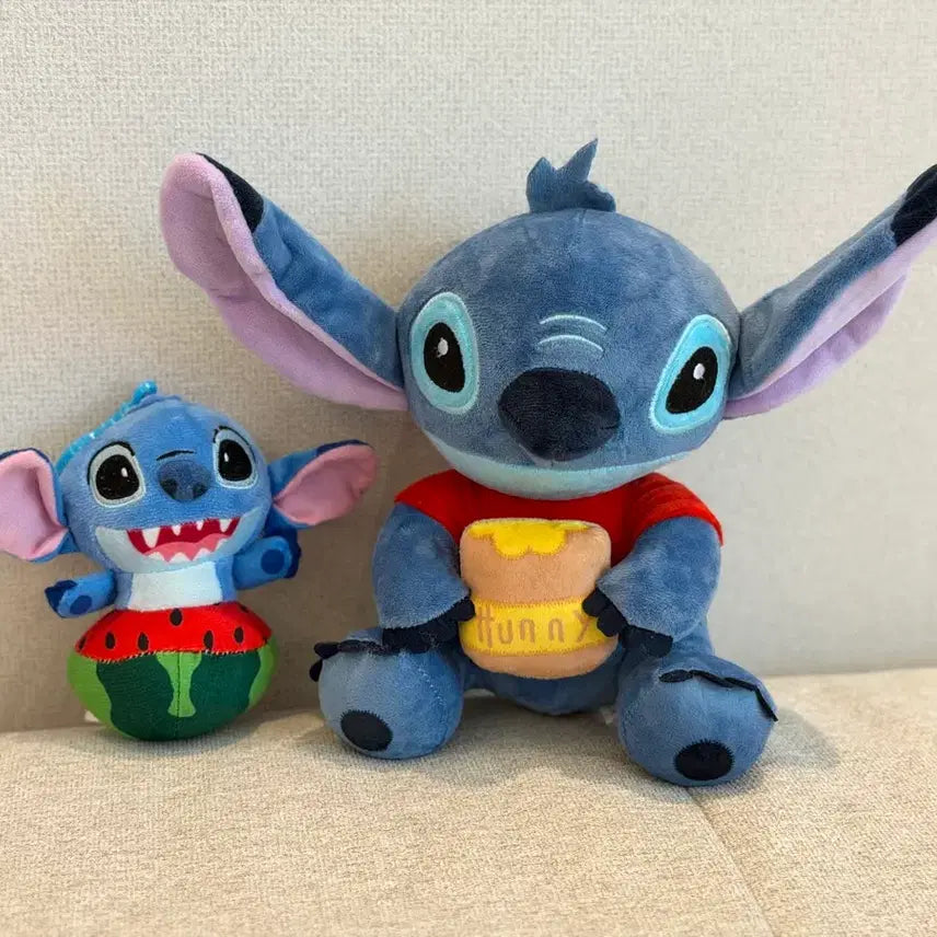 [BUNJANG] Disney Stitch Medium Plush Doll and Keychain Set / 디즈니 꿀단지 스티치 중형 인형+키링 세트 새상품