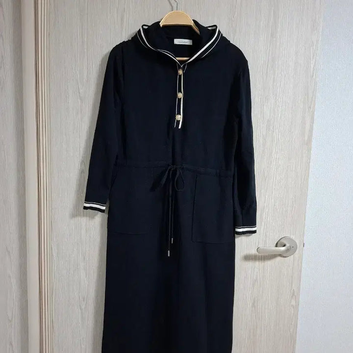 [BUNJANG] Hooded Long Knit Dress - Black / 후드 롱 니트 원피스 블랙