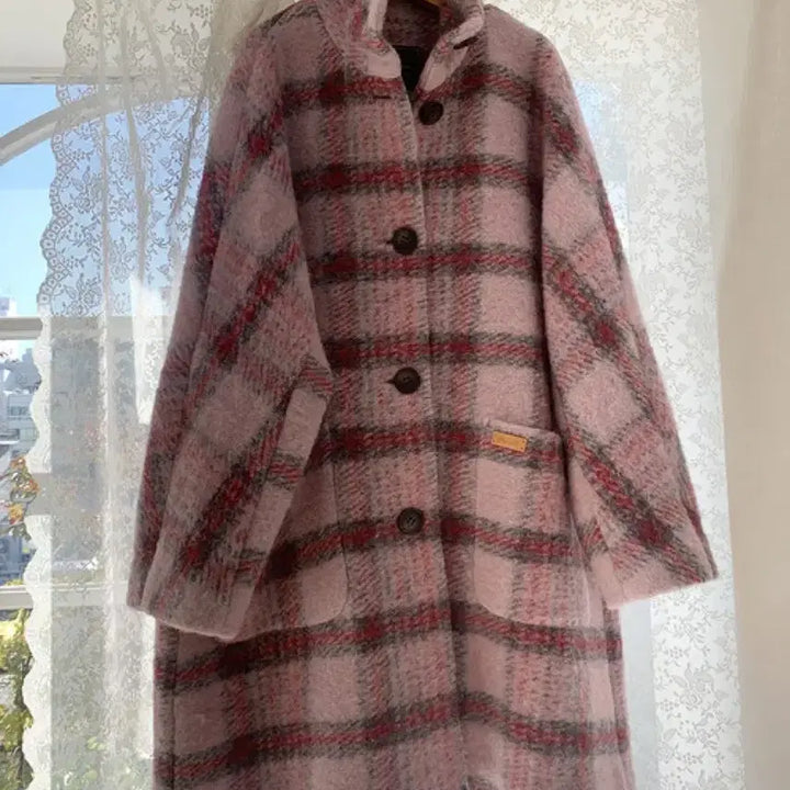 [BUNJANG] Thursday Island Pink Check Long Coat / (새상품) Thursday Island 핑크 체크 롱코트