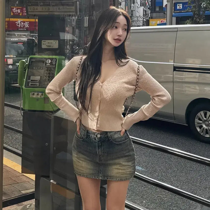 [BUNJANG] 카인다미 골반볼륨업 빈티지 워싱 반 하이웨스트 치마바지 / 카인다미 골반볼륨업 빈티지 워싱 반 하이웨스트 치마바지