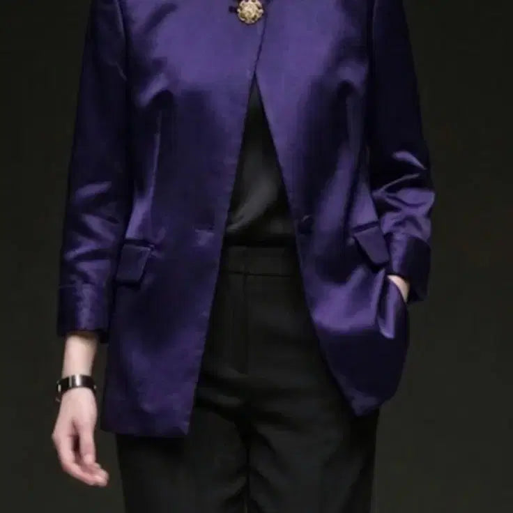 [BUNJANG] ROCHAS Purple Gloss Blazer Jacket / ROCHAS 보라색 광택 블레이저