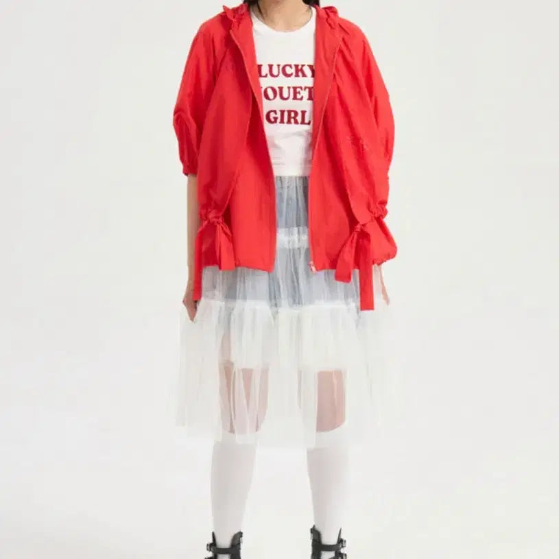 [BUNJANG] Lucky Chouette Lettering Point T-shirt / (새상품) 럭키슈에뜨 레터링포인트 티셔츠