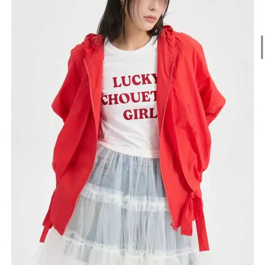 [BUNJANG] Lucky Chouette Lettering Point T-shirt / (새상품) 럭키슈에뜨 레터링포인트 티셔츠