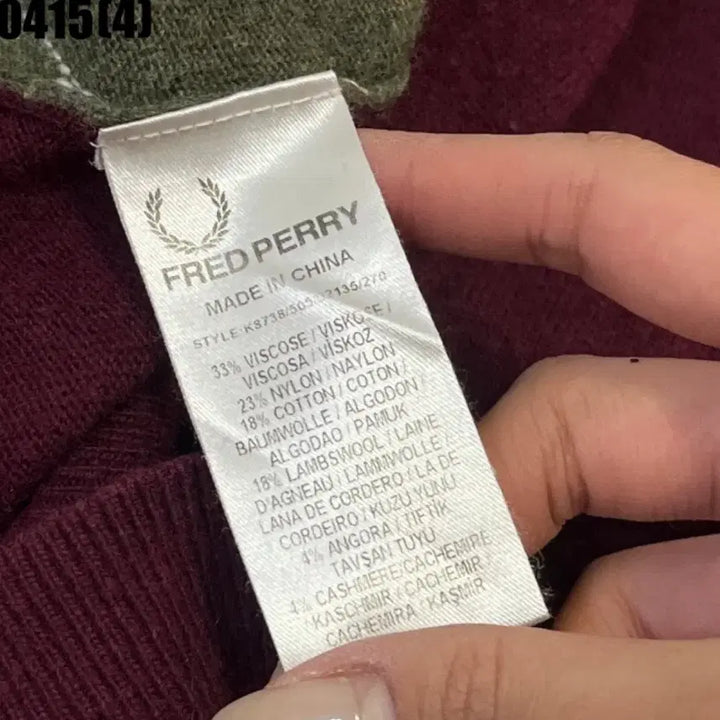 [BUNJANG] Fred Perry Argyle V-Neck Knit Sweater / 프레드페리 아가일 V넥 니트 90 | 0415 [4]