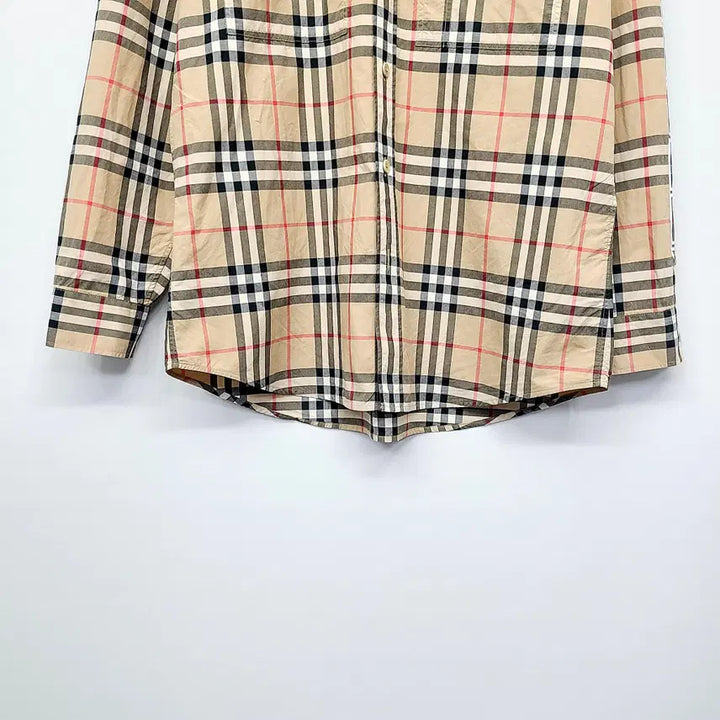 [BUNJANG] Burberry Nova Check Side Logo Shirt / [정품] 버버리 사이드 로고 레터링 노바 체크 셔츠 (L)
