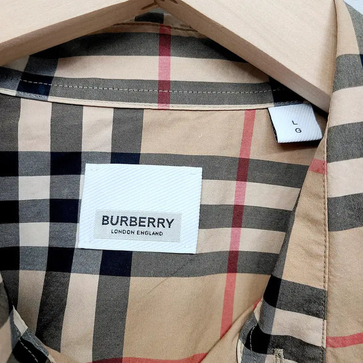 [BUNJANG] Burberry Nova Check Side Logo Shirt / [정품] 버버리 사이드 로고 레터링 노바 체크 셔츠 (L)