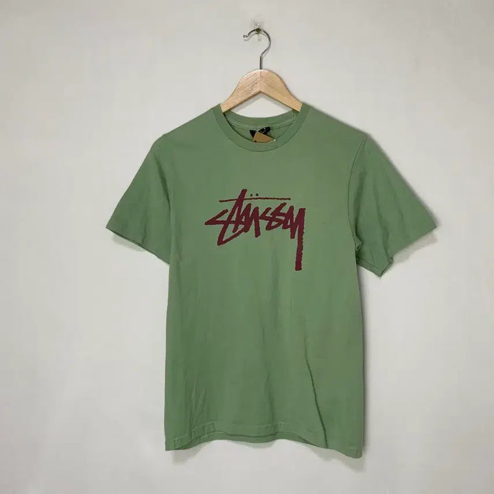 [SOLD OUT] 스투시 빅 로고 프린팅 반팔 티셔츠 빈티지 민트 그린 S 남녀공용