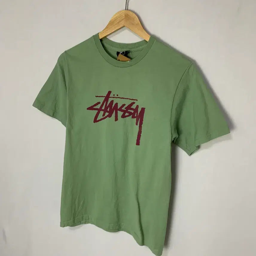 [SOLD OUT] 스투시 빅 로고 프린팅 반팔 티셔츠 빈티지 민트 그린 S 남녀공용