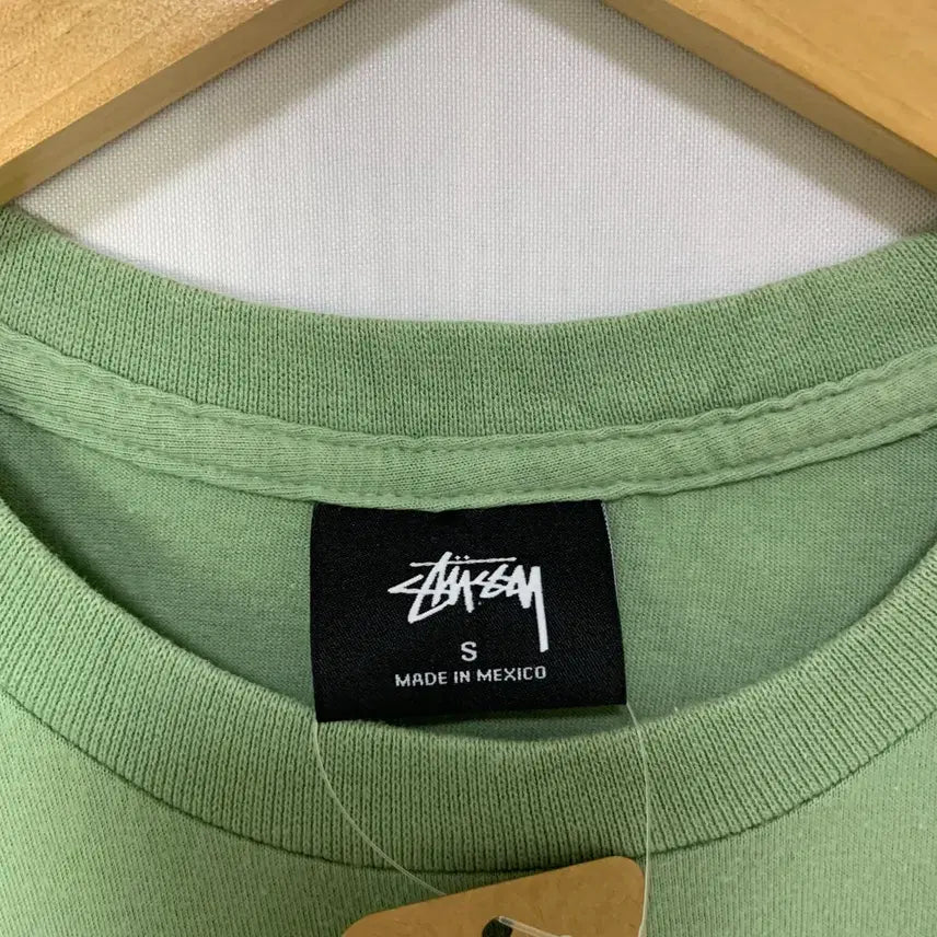 [SOLD OUT] 스투시 빅 로고 프린팅 반팔 티셔츠 빈티지 민트 그린 S 남녀공용