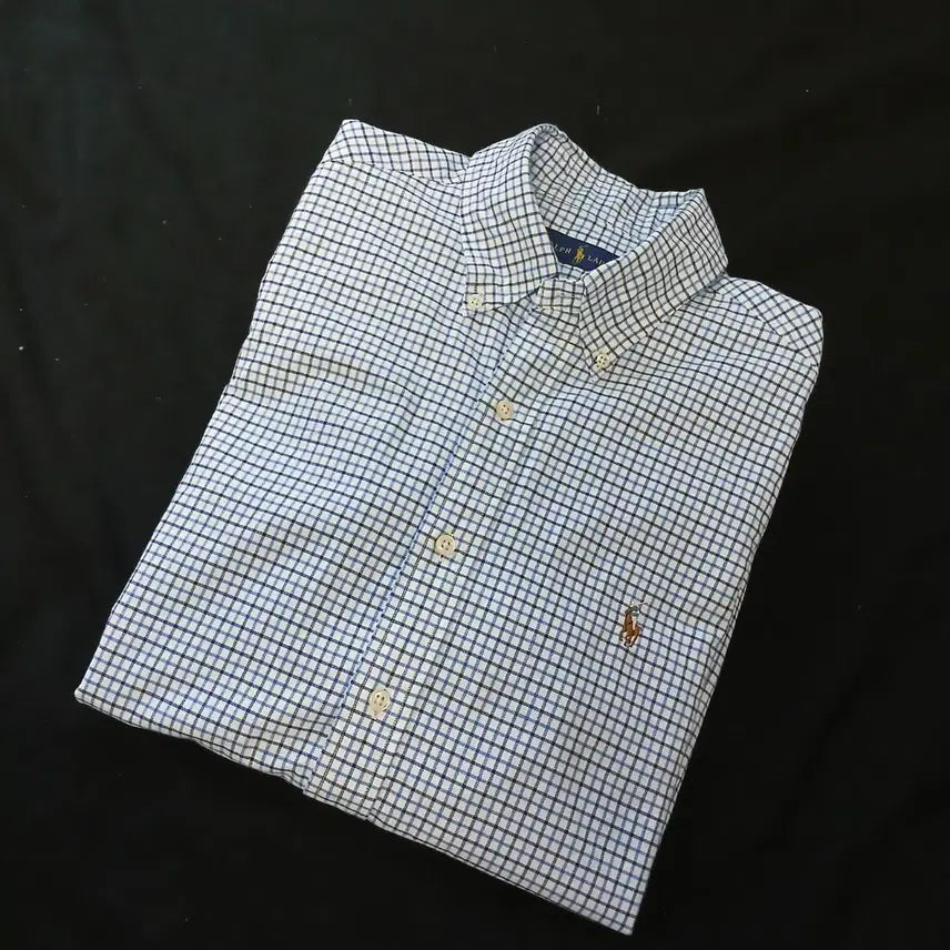 [SOLD OUT] 신형 로고 폴로 랄프로렌 체크무늬 옥스포드 셔츠 (상태 굿)