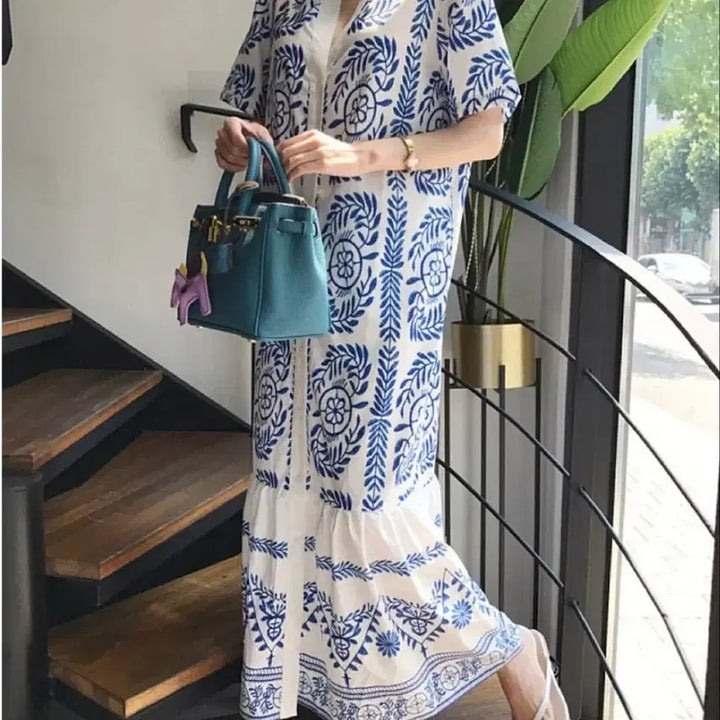 [BUNJANG] Ethnic Pattern Long Dress / 에스닉 패턴 롱 원피스 엔틱롱원피스 수입원피스
