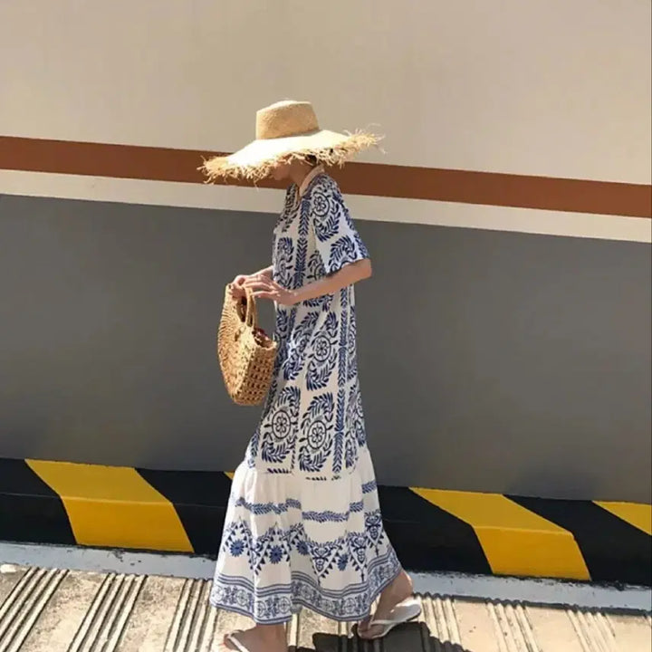 [BUNJANG] Ethnic Pattern Long Dress / 에스닉 패턴 롱 원피스 엔틱롱원피스 수입원피스