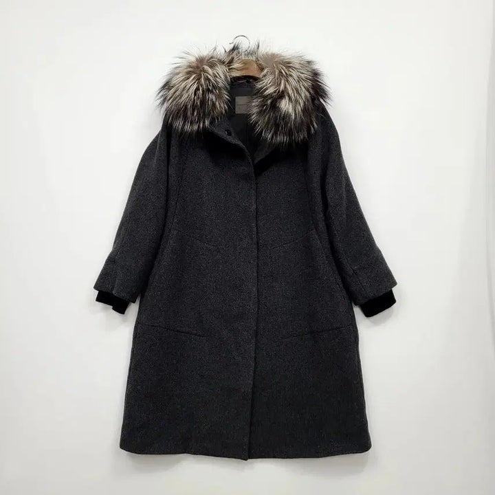 [SOLD OUT] 데무 폭스퍼 넥 카라 그레이 모직 코트/M/앨리스/925