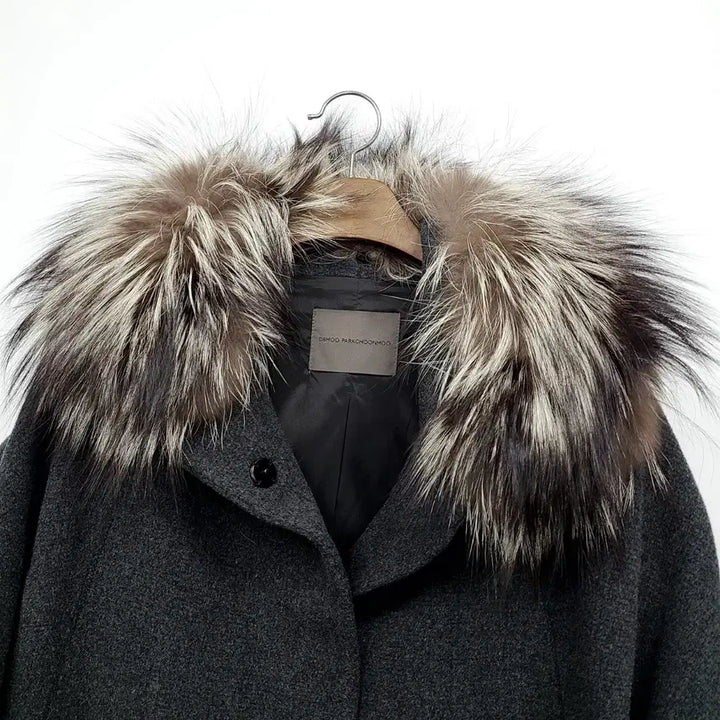 [SOLD OUT] 데무 폭스퍼 넥 카라 그레이 모직 코트/M/앨리스/925