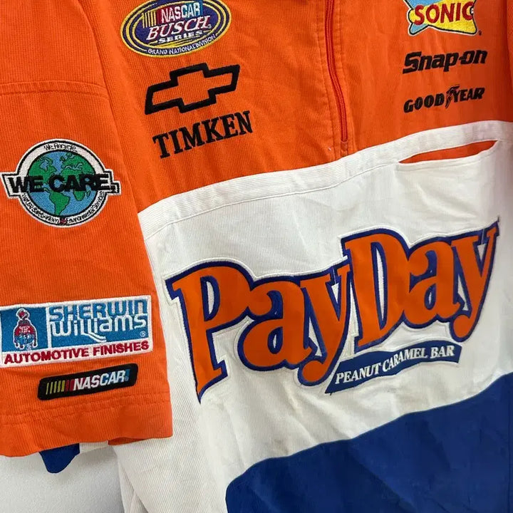 [BUNJANG] Nike Nascar Payday Racing Half-Zip Short Sleeve Shirt / 나이키 올드스쿨 나스카 페이데이 레이싱 반팔 셔츠 하프집업