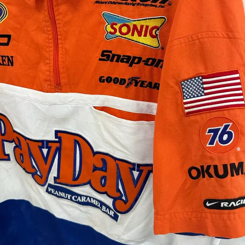 [BUNJANG] Nike Nascar Payday Racing Half-Zip Short Sleeve Shirt / 나이키 올드스쿨 나스카 페이데이 레이싱 반팔 셔츠 하프집업