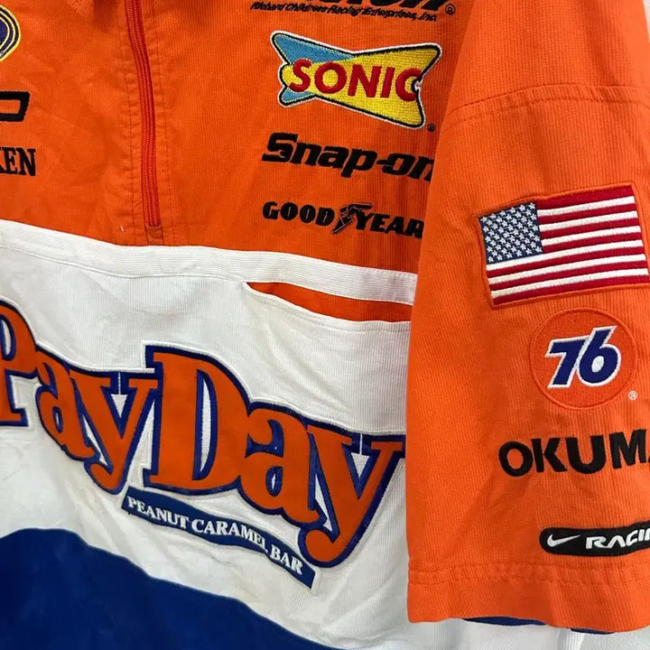 [BUNJANG] Nike Nascar Payday Racing Half-Zip Short Sleeve Shirt / 나이키 올드스쿨 나스카 페이데이 레이싱 반팔 셔츠 하프집업