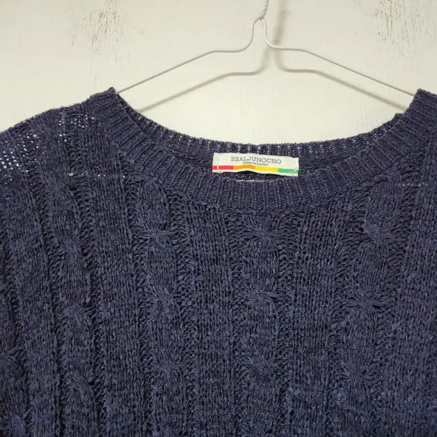 [BUNJANG] Unknown Navy Short-Sleeved Knit Top / 귀여운  반팔 니트 네이비 F(~66)