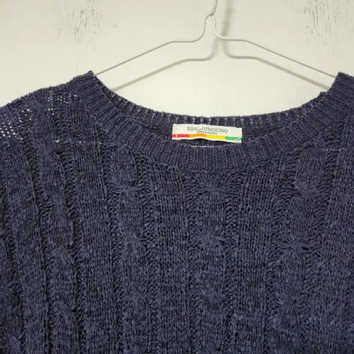 [BUNJANG] Unknown Navy Short-Sleeved Knit Top / 귀여운  반팔 니트 네이비 F(~66)