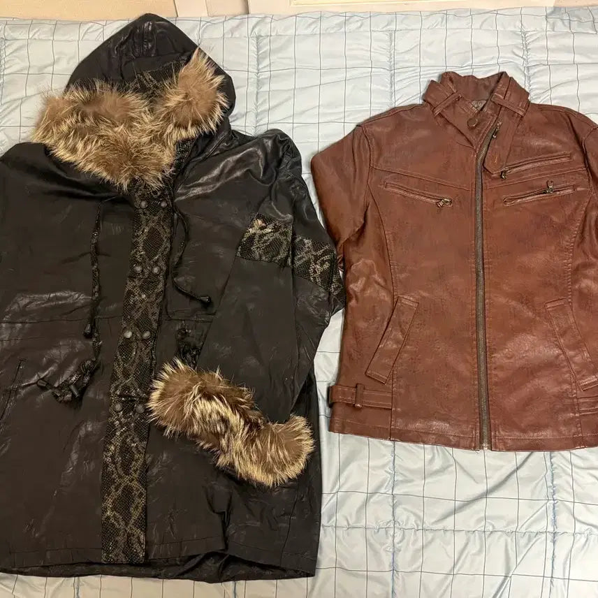 [BUNJANG] Garu Leather Jacket Bundle Set / 갸루 가죽 야상 / 가죽자켓