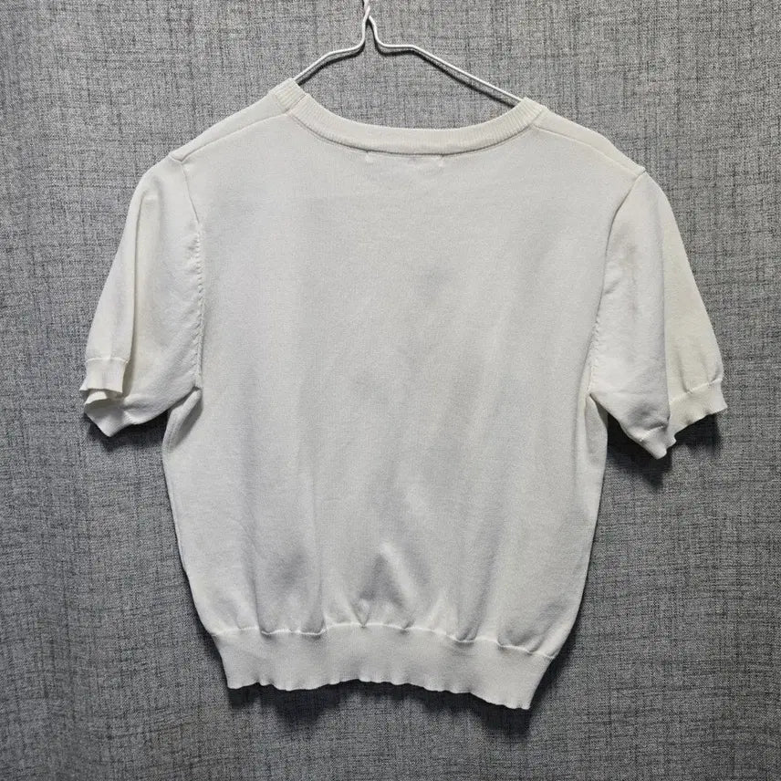 [BUNJANG] Olive Des Olive Floral Embroidery Short Sleeve Knit Top / 올리브데올리브 꽃자수 반팔 니트 90