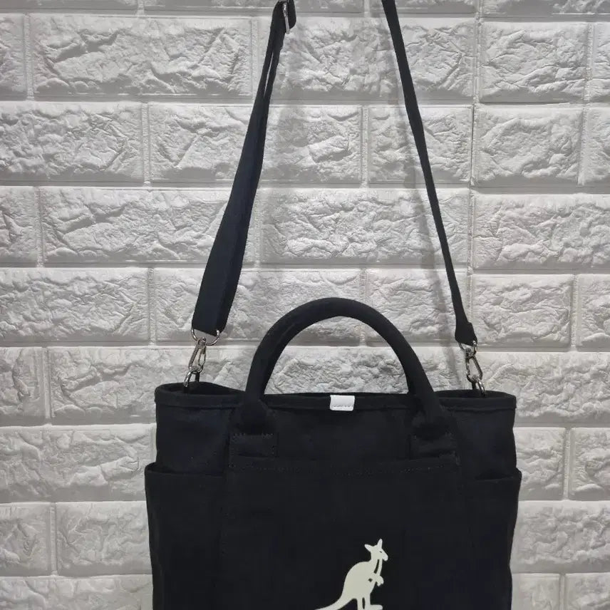 [BUNJANG] Kangol Black Canvas Tote &amp; Shoulder Bag / 캉골 블랙 캔버스 토트백 겸 숄더백