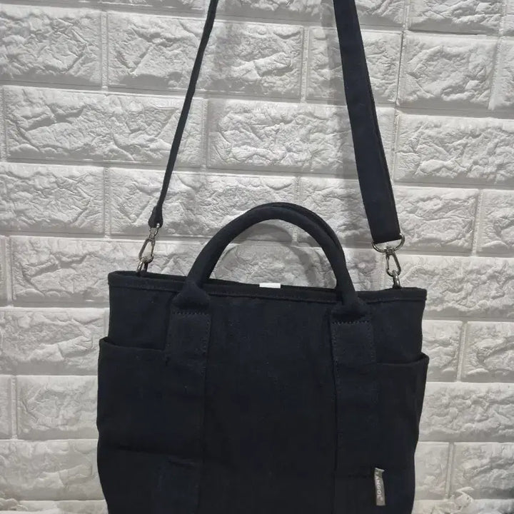 [BUNJANG] Kangol Black Canvas Tote &amp; Shoulder Bag / 캉골 블랙 캔버스 토트백 겸 숄더백