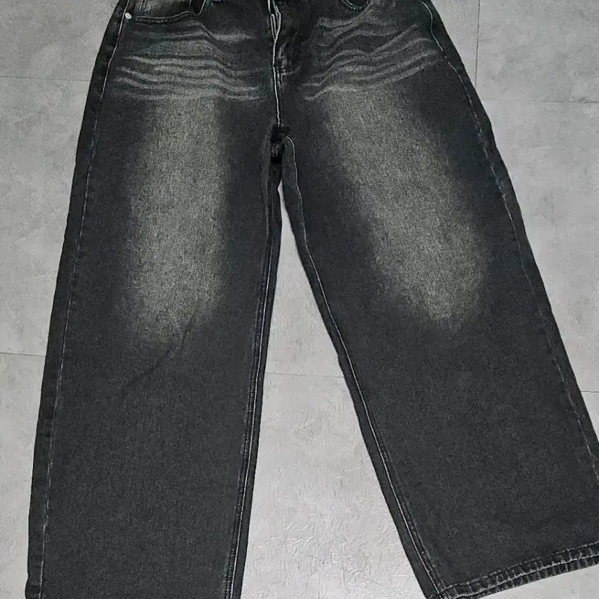 [BUNJANG] Unaller Code Denim Pants Black Wide Washing Jeans L / 어널러코드 데님 팬츠 블랙 와이드 워싱진 L