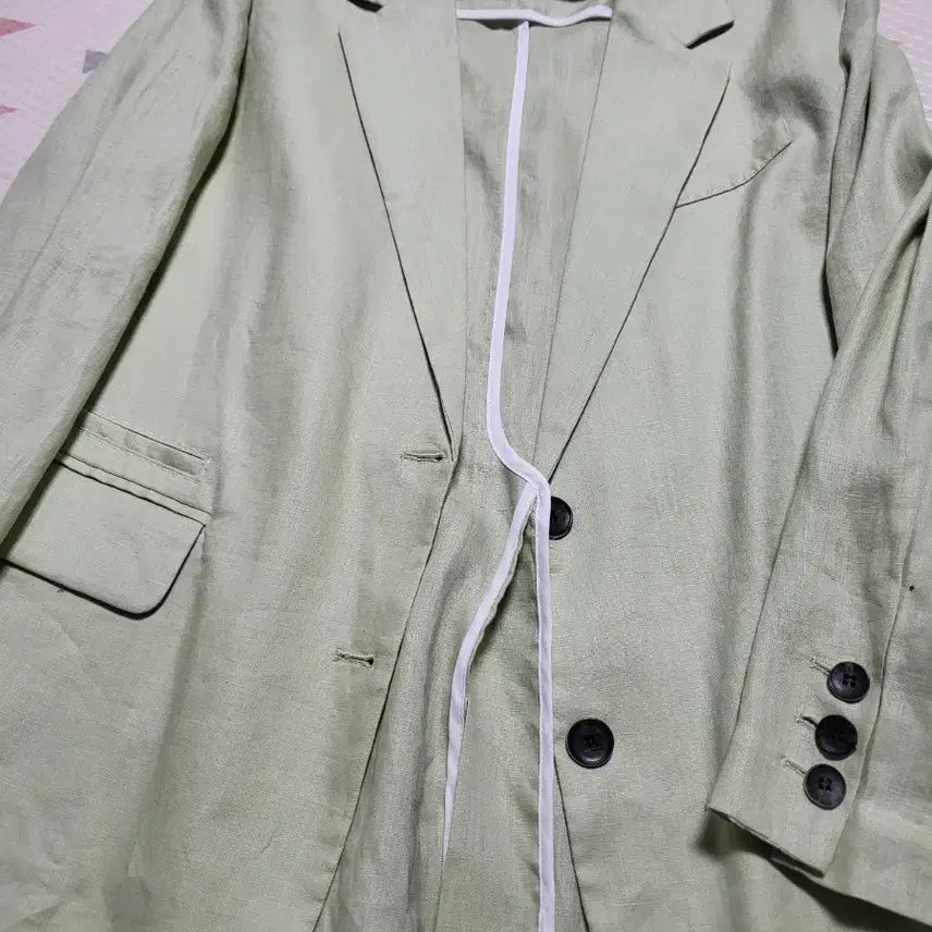 [BUNJANG] Mint Linen Jacket - Oversized Fit / 민트색 린넨 자켓  오버핏